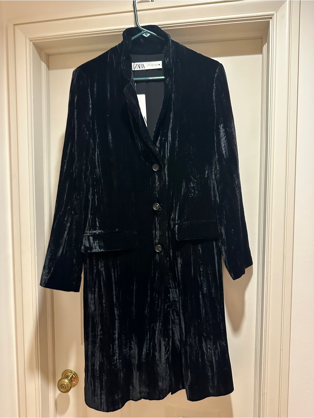NWT Zara Black Velvet Long Blazer
